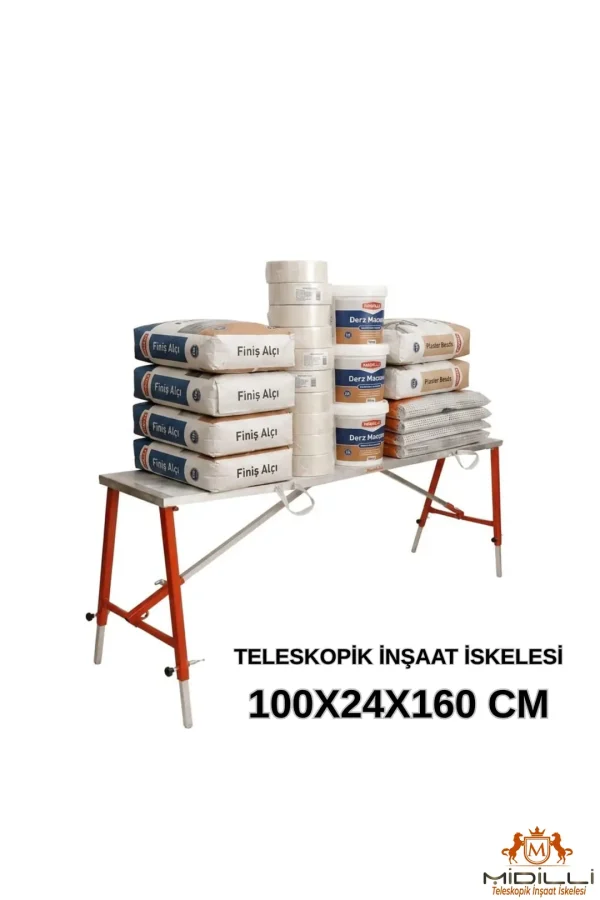 MİDİLLİ Teleskopik İnşaat İskelesi - 24 CM En Serisi (160 CM Uzunluk)