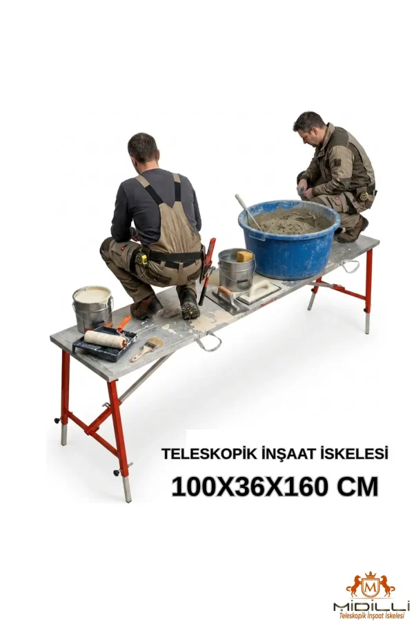 MİDİLLİ Teleskopik İnşaat İskelesi - 36 CM En Serisi (160 CM Uzunluk)