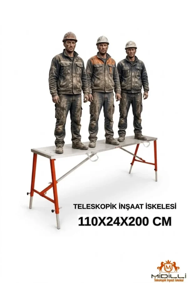 MİDİLLİ Teleskopik İnşaat İskelesi - 24 CM En Serisi (200 CM Uzunluk)