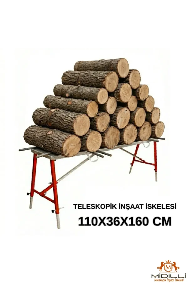 MİDİLLİ Teleskopik İnşaat İskelesi - 36 CM En Serisi (160 CM Uzunluk)
