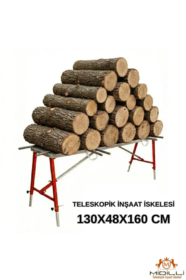 MİDİLLİ Teleskopik İnşaat İskelesi - 48 CM En Serisi (160 CM Uzunluk)