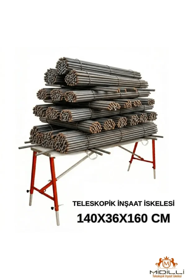MİDİLLİ Teleskopik İnşaat İskelesi - 36 CM En Serisi (160 CM Uzunluk)