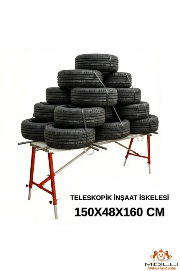 MİDİLLİ Teleskopik İnşaat İskelesi - 48 CM En Serisi (160 CM Uzunluk)
