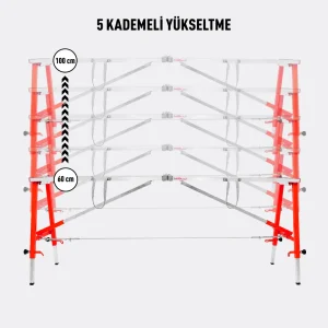 MİDİLLİ Teleskopik İnşaat İskelesi - 36 CM En Serisi (160 CM Uzunluk)