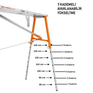 MİDİLLİ Teleskopik Katlanır İnşaat İskelesi - 140X48X200CM