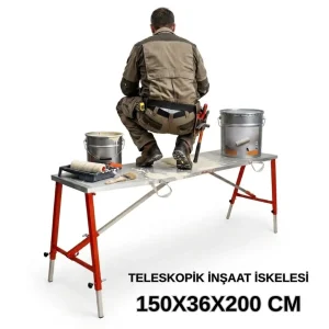 MİDİLLİ Teleskopik Katlanır İnşaat İskelesi - 36 CM En Serisi (200 CM Uzunluk)
